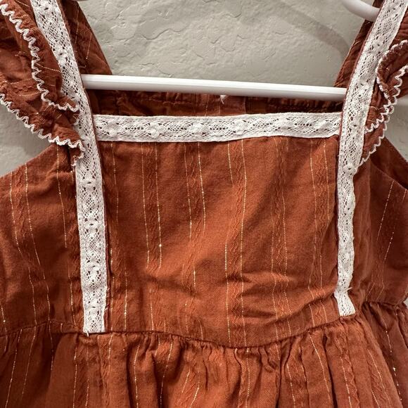 Janie and Jack Brown Lurex Ruffle Tank - Picture 3 of 8